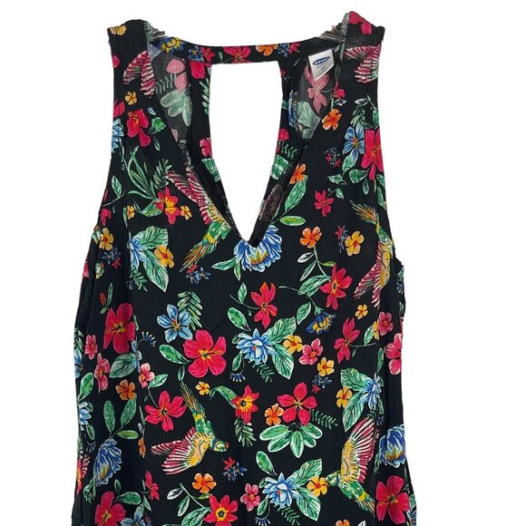 Old Navy Tunic Coverup Dress Womens XS Tropical Bird Sleeveless Mini - Picture 3 of 8